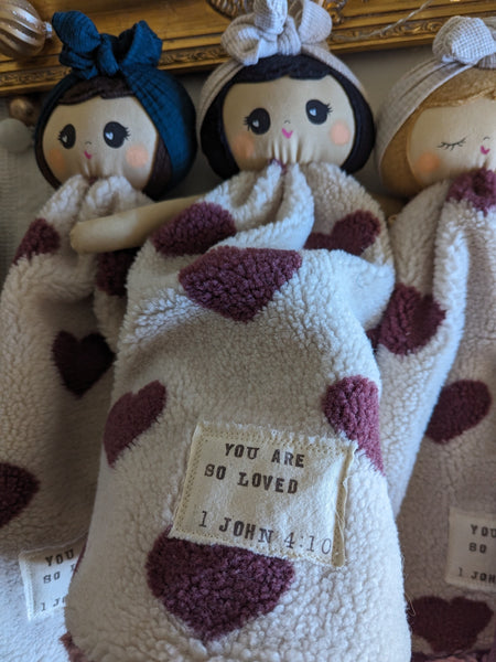 NEW SMALL Doll lovey, fleece, vintage sheet, security blanket collection, holiday collection