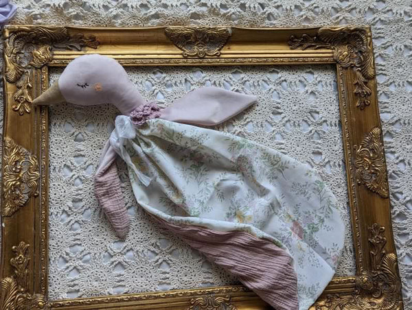 Goose Doll lovey, vintage sheet, security blanket Summer collection