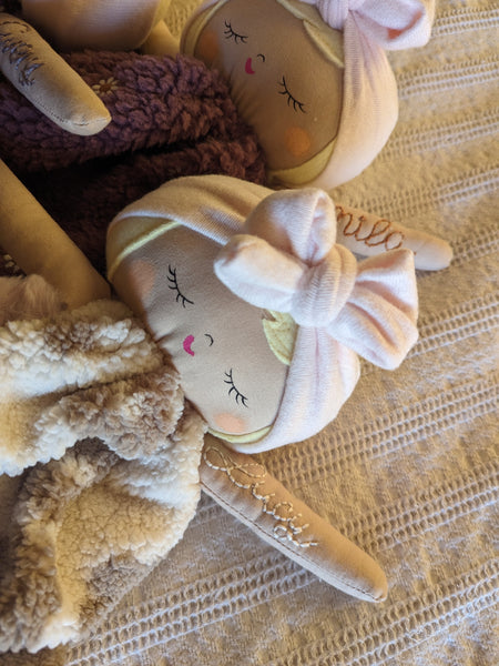 RESERVED FOR PATTI X 3 NEW SMALL Doll lovey, vintage sheet, security blanket collection