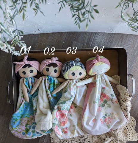 NEW SMALL Doll lovey, vintage sheet, security blanket collection