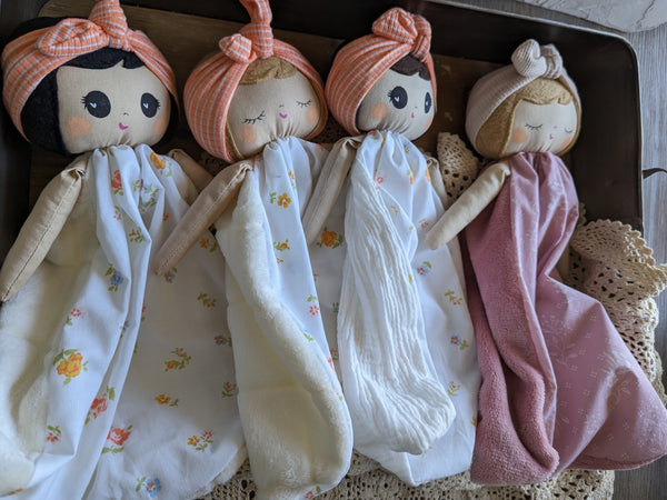 NEW SMALL Doll lovey, vintage sheet, security blanket collection