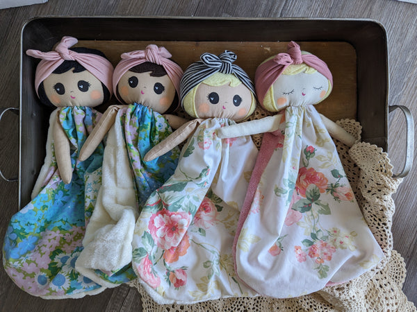 NEW SMALL Doll lovey, vintage sheet, security blanket collection