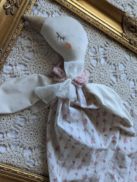 Goose Doll lovey, vintage sheet, security blanket Fall collection