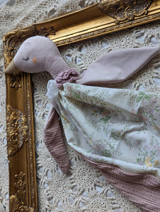 Goose Doll lovey, vintage sheet, security blanket Summer collection