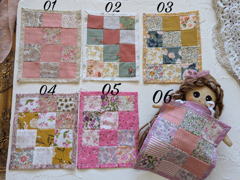 small doll quilt blanket, small doll extras