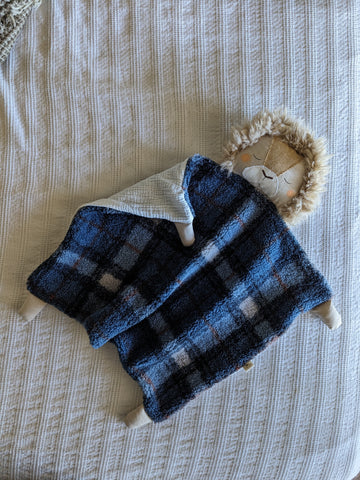RESERVED FOR JACY boy Animal Lovey, fleece blanket, organic double gauze, security blanket HOLIDAY collection