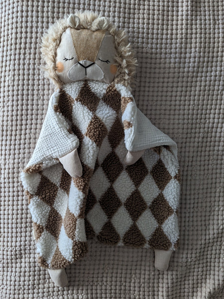 RESERVED FOR EMILY Lion boy Animal Lovey, fleece blanket, organic double gauze, security blanket HOLIDAY collection