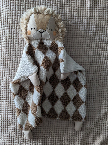 RESERVED FOR EMILY Lion boy Animal Lovey, fleece blanket, organic double gauze, security blanket HOLIDAY collection