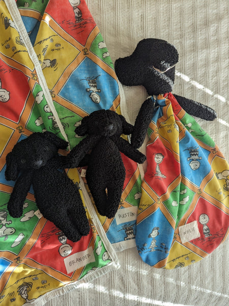 RESERVED FOR CAMILLA dog lovey, vintage sheet, dog stuffies and blankets, security blanket collection