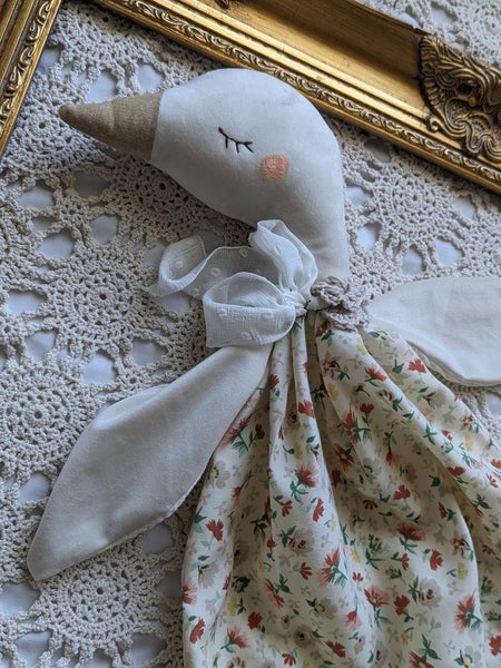 Goose Doll lovey, vintage sheet, security blanket Fall collection