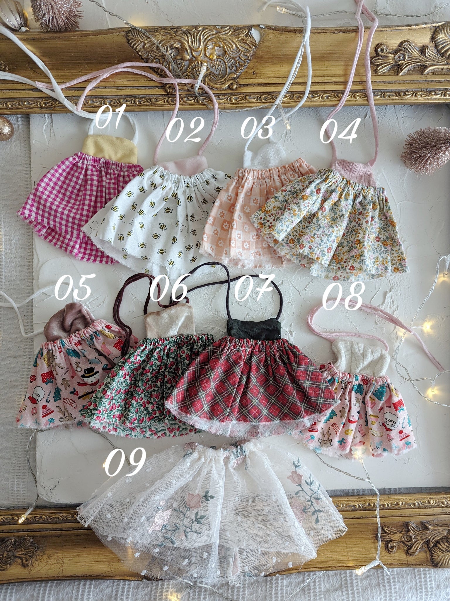 Cotton Dresses, small doll + medium animal extras