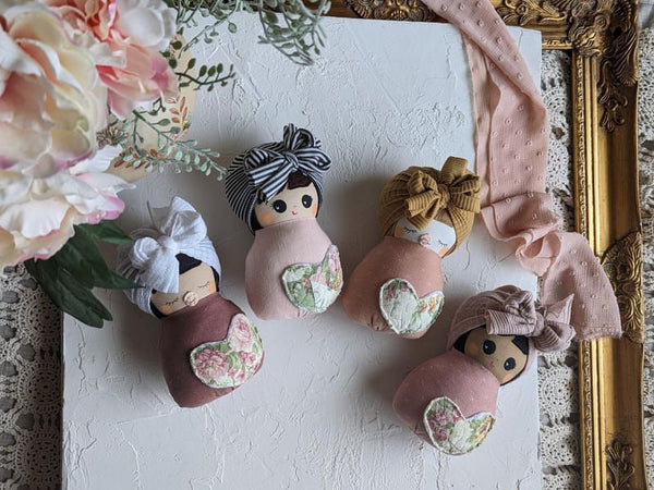 03 Swaddle baby, handmade doll, Valentines collection