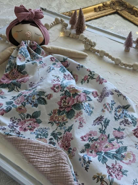 11 Doll lovey, vintage sheet, security blanket Holiday collection
