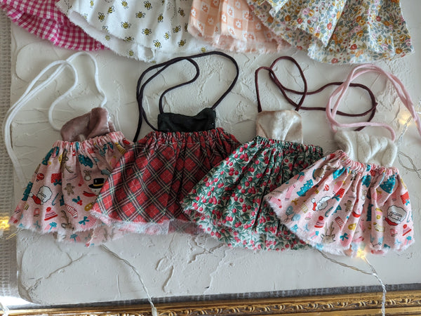 Cotton Dresses, small doll + medium animal extras