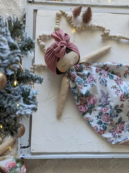11 Doll lovey, vintage sheet, security blanket Holiday collection