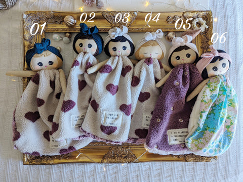 NEW SMALL Doll lovey, fleece, vintage sheet, security blanket collection, holiday collection
