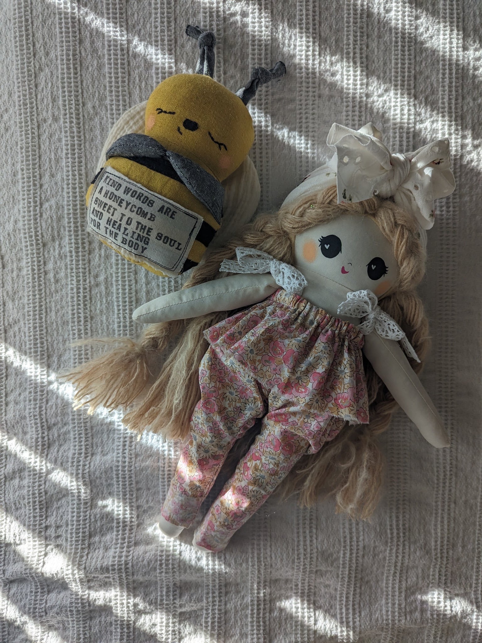 RESERVED for Vanessa, medium doll, bee rattle