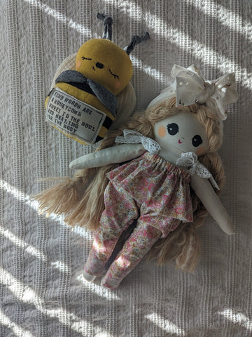 RESERVED for Vanessa, medium doll, bee rattle