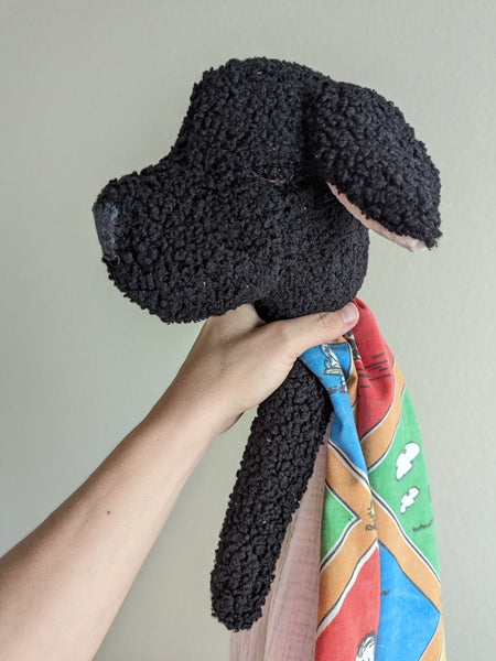 RESERVED FOR CAMILLA dog lovey, vintage sheet, dog stuffies and blankets, security blanket collection