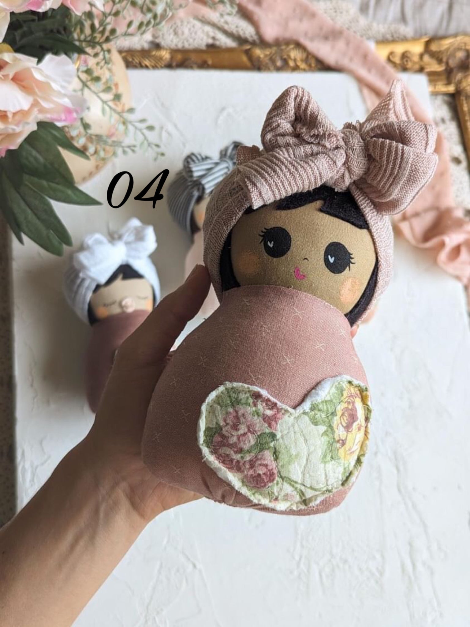 04 Swaddle baby, handmade doll, Valentines collection