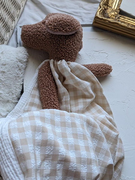 Puppy dog lovey, gingham, security blanket fall collection