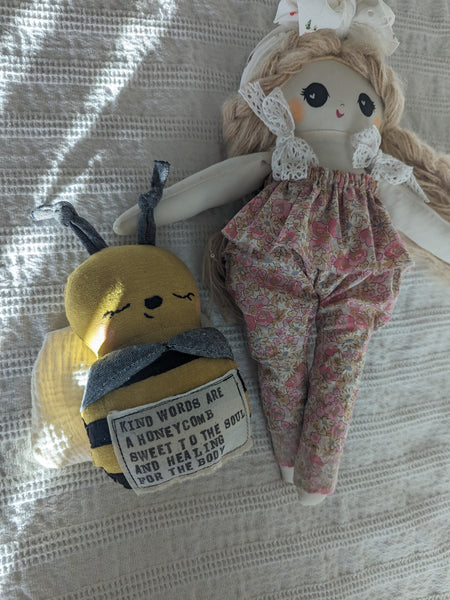 RESERVED for Vanessa, medium doll, bee rattle