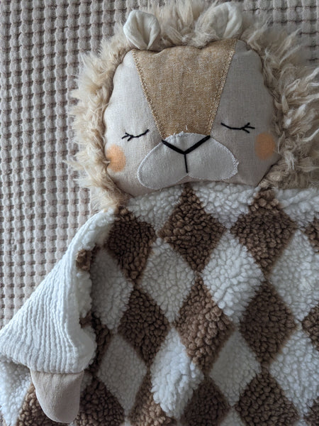 RESERVED FOR EMILY Lion boy Animal Lovey, fleece blanket, organic double gauze, security blanket HOLIDAY collection