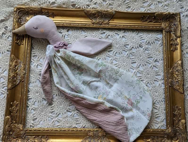 Goose Doll lovey, vintage sheet, security blanket Summer collection