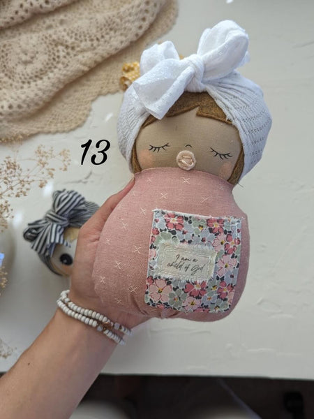 13 Swaddle baby, fall collection , “I am a child of God” , front pocket