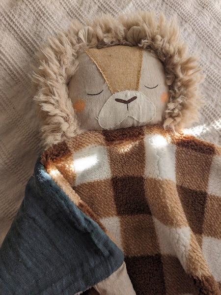 RESERVED FOR KAYLEE boy Animal Lovey, and medium bear, fleece blanket, organic double gauze, security blanket HOLIDAY collection