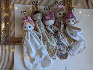 1-10 Doll lovey, vintage sheet, security blanket Holiday collection