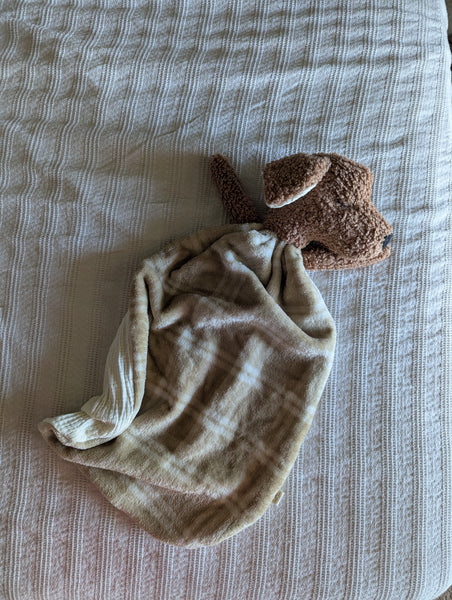 RESERVED FOR BIANCA, Dog lovey, fleece blanket, organic double gauze, security blanket HOLIDAY collectio (Copy)