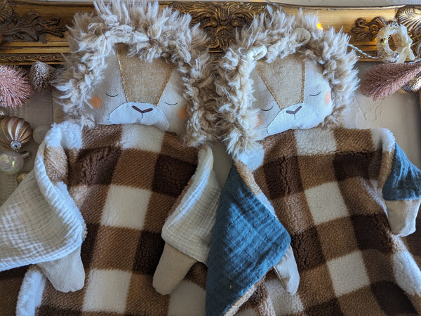 Lion boy Animal Lovey, fleece blanket, organic double gauze, security blanket HOLIDAY collection Joshua 1:9