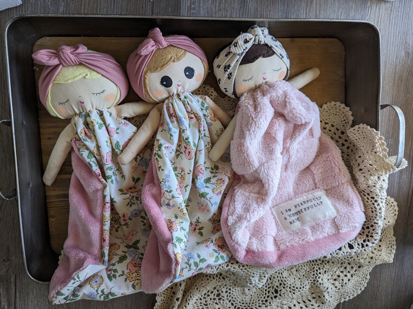 NEW SMALL Doll lovey, vintage sheet, security blanket collection